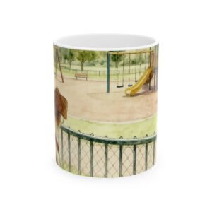 Playground Horse Ceramic Mug — Vintage Park Scene Coffee Cup (11oz & 15oz)